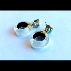 Alexis Bittar shimmer white hoop earrings